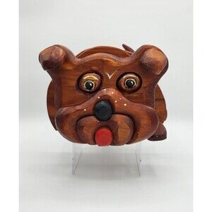 Bulldog Folk Art Handmade Layered Wood - 5in x 6.5in dog, no right paw